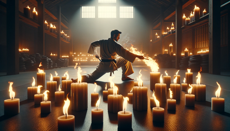 Illustration martial artist on fire