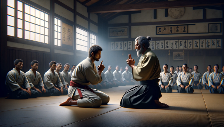 martial arts master and student