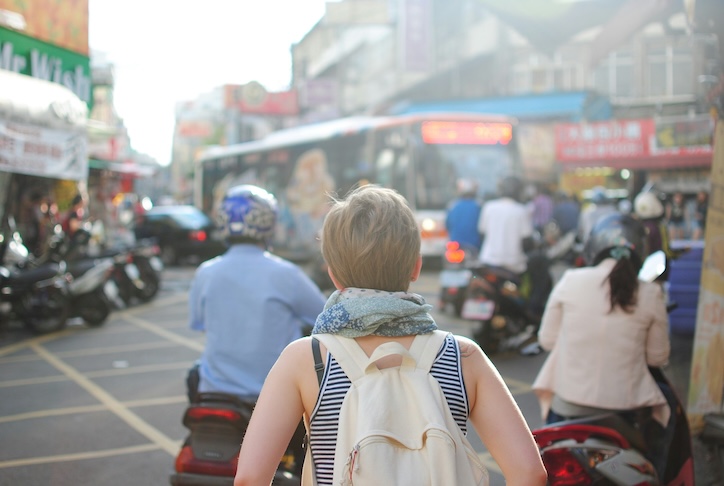 martial arts woman solo wandering market