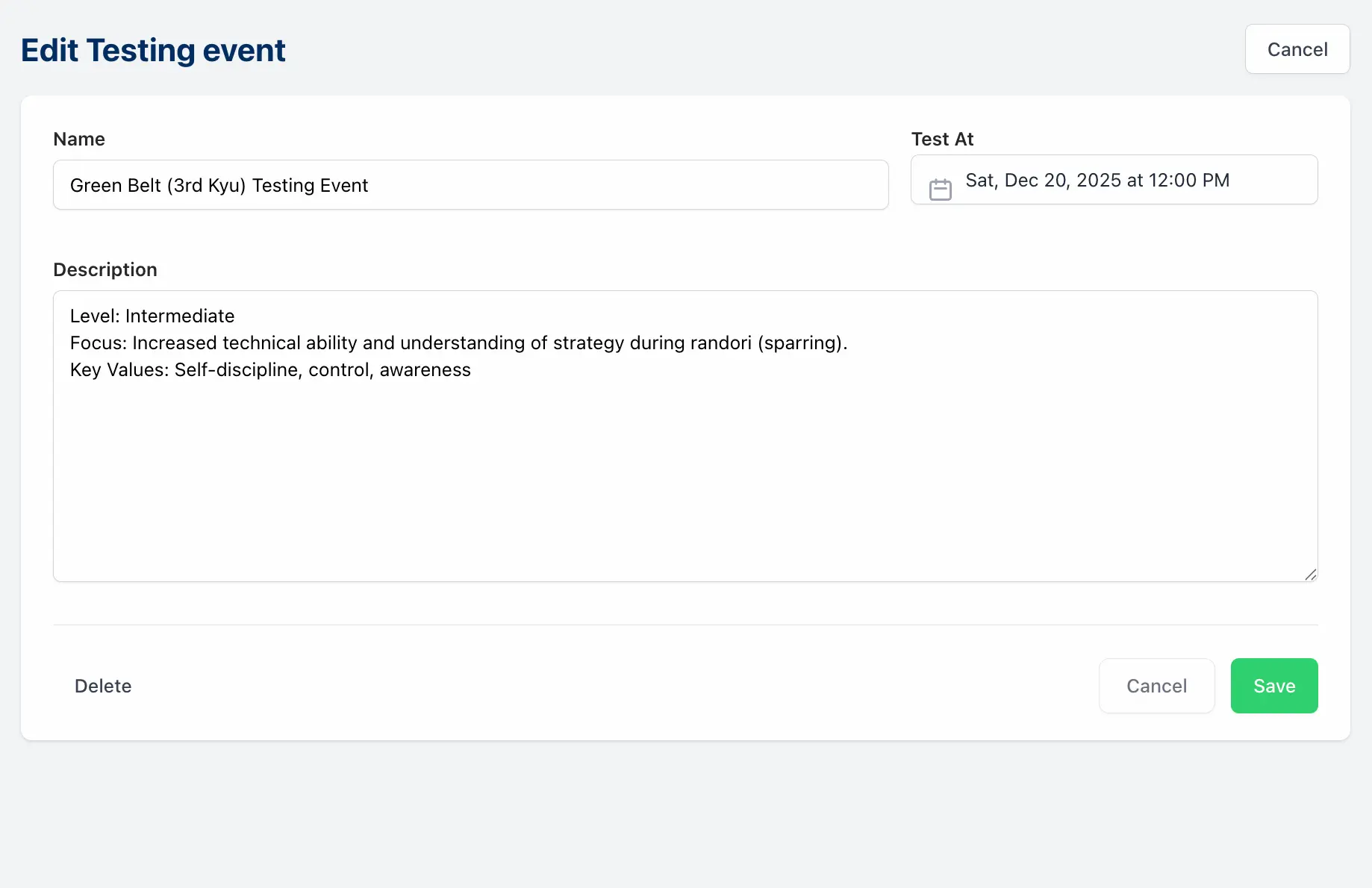 judo grading and testing events