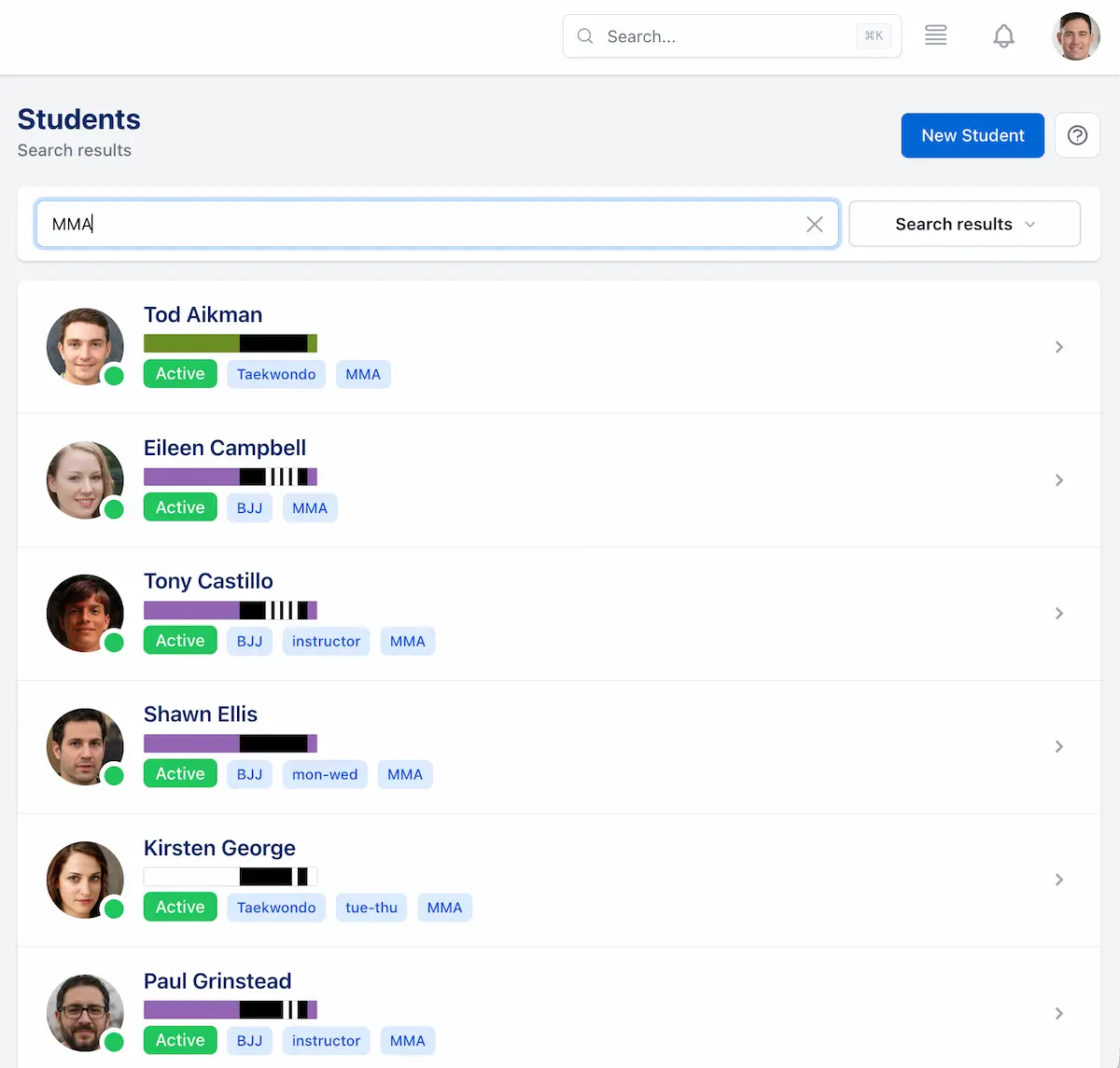martial arts gym software - multi-discipline class tracking