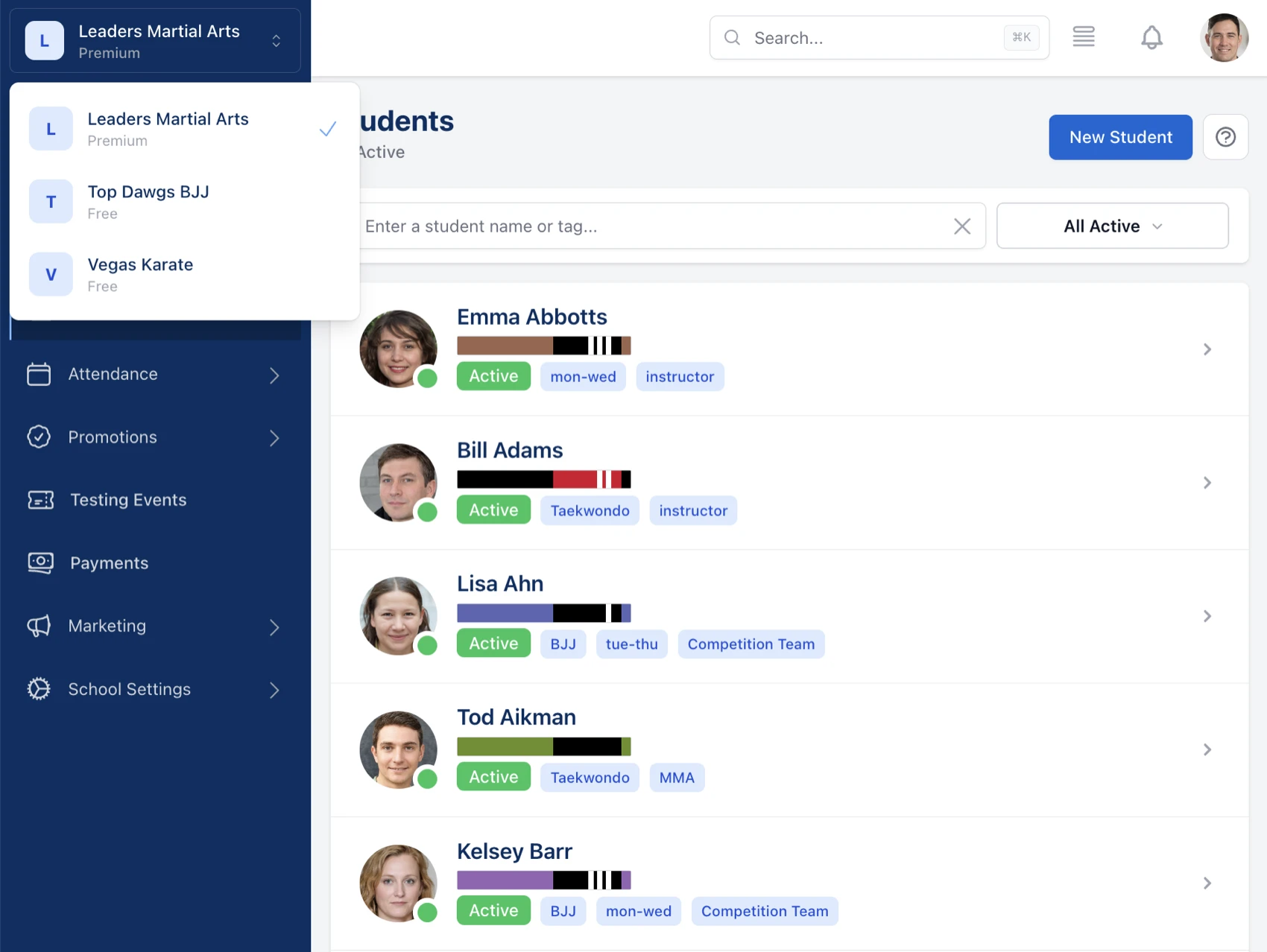 switch between martial arts schools