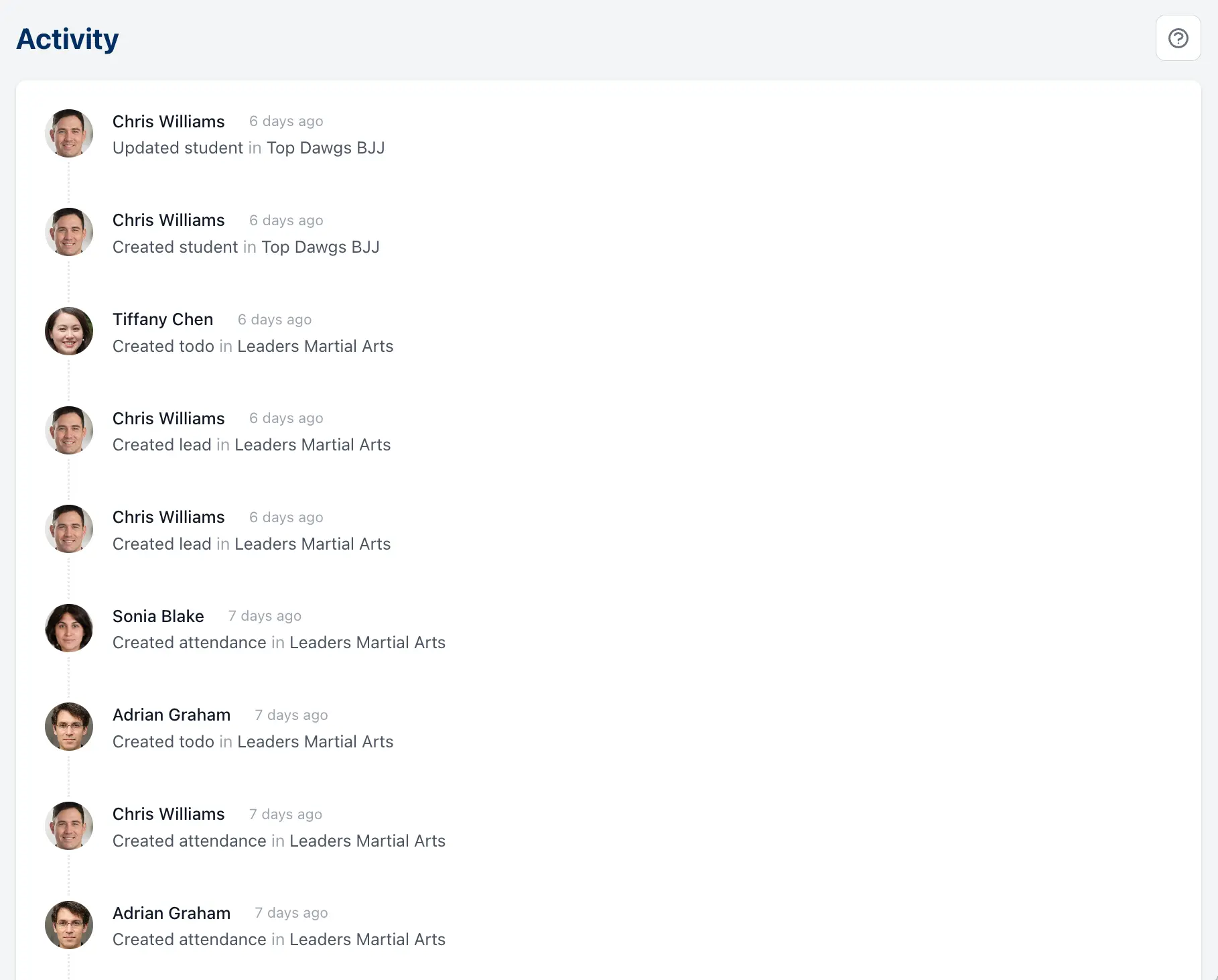 team activity tracking and audit logs